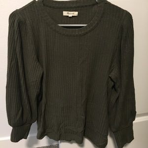 Brushed Rib Pleat-Sleeve Top